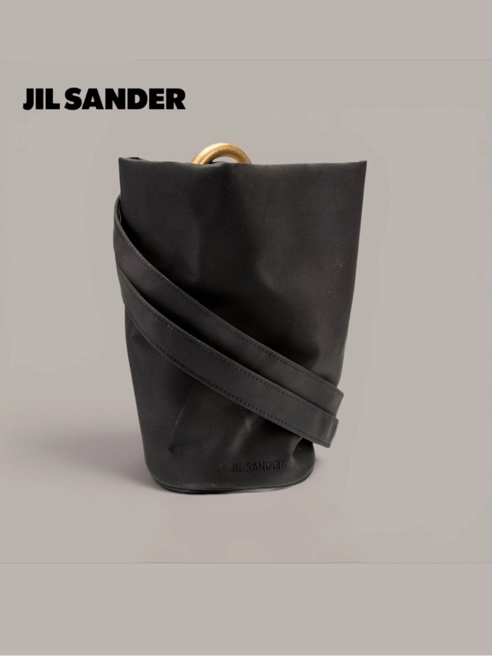 Jil Sander Nylon Black Bucket Bag Shoulder Crossbody